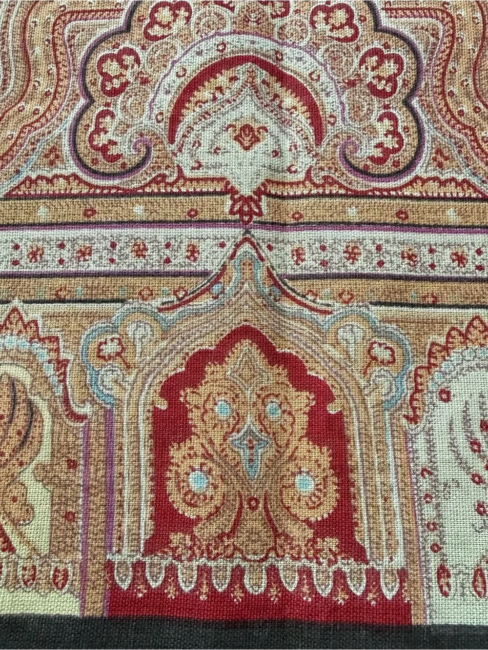 Pottery Barn Paisley Table Runner 22x90 Cotton Linen Red Black